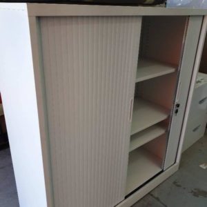EX HIRE - LIGHT GREY LOCKABLE OFFICE CABINET SOLD AS IS