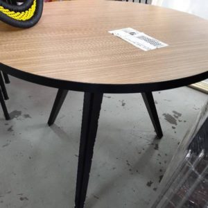 EX OFFICE - ROUND LAMINATE TABLE WITH METAL LEGS SOLD AS IS