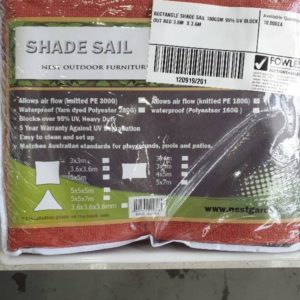 RECTANGLE SHADE SAIL 180GSM 95% UV BLOCK OUT RED 3.6M