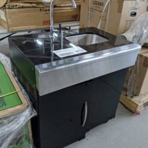 NEW GASMATE VEGA SINK MODULE FOR OUTDOOR KITCHEN GRANITE TOP WITH GLASS DOORS SINK WITH TAP BQ8202 RRP$899