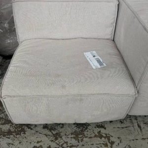 EX HIRE CREAM MATERIAL SINGLE ARM CHAIR SOLD AS IS SOLD AS IS