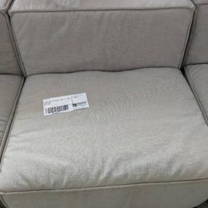 EX HIRE CREAM MATERIAL SINGLE ARM CHAIR SOLD AS IS SOLD AS IS