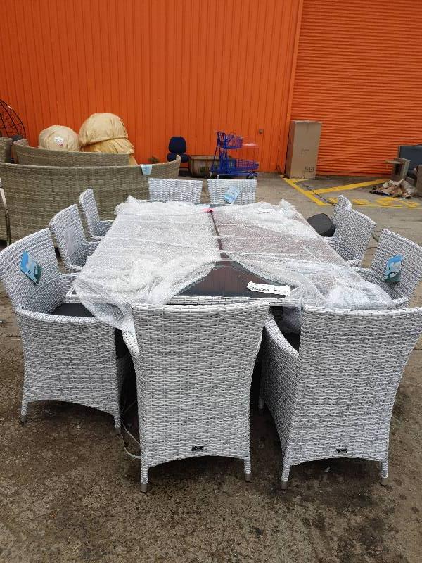 New 11 Piece Outdoor Dining Setting, 11 Piece Outdoor Dining Set Grey
