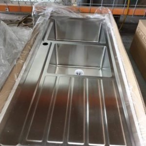 NEW COLBY 1 & 3/4 BOWL SINK INSET OR UNDERMOUNT LEFT HAND BOWL WITH RIGHT HAND DRAINER 1120MM X 500MM