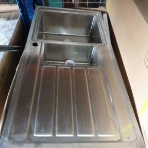 NEW COLBY 1 & 1/4 BOWL SINK INSET OR UNDERMOUNT RIGHT HAND BOWL WITH LEFT HAND DRAINER 1000 X 500