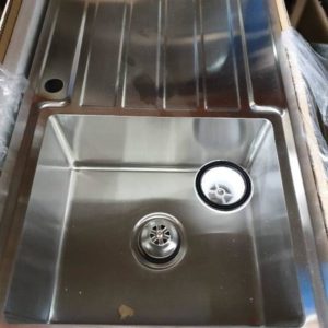 NEW COLBY SINGLE BOWL SINK INSET OR UNDERMOUNT RIGHT HAND BOWL WITH LEFT HAND DRAINER 800MM X 500MM