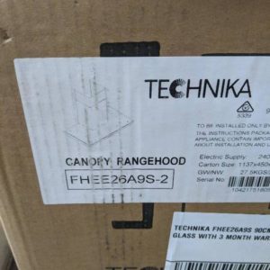 TECHNIKA FHEE26A9S 90CM CHIMNEY WITH GLASS WITH 3 MONTH WARRANTY