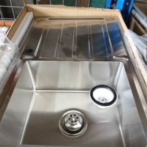 NEW COLBY SINGLE BOWL SINK INSET OR UNDERMOUNT LEFT HAND BOWL WITH RIGHT HAND DRAINER 800 X 500