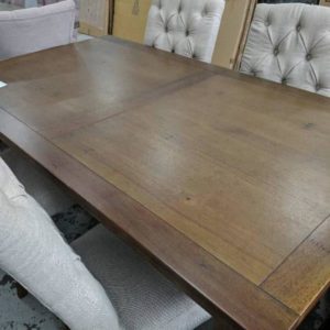EX DISPLAY 5 PIECE DINING SETTING TABLE 1800MM X 1000MM WITH 4 UPHOLSTERED CHAIRS SOLD AS IS