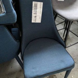EX HIRE BLUE DINING CHAIR WITH BLACK PIPING SOLD AS IS