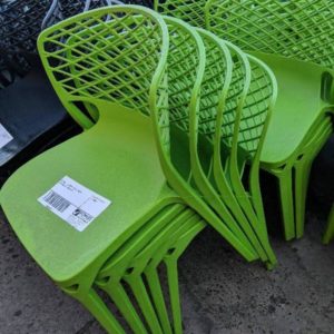 EX HIRE - GREEN ACRYLIC CHAIR STACKABLE SOLD AS IS