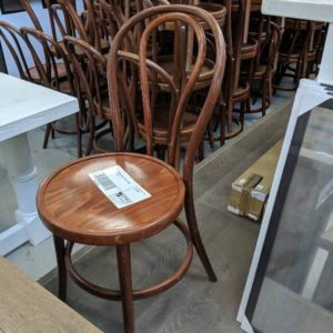 EX HIRE - FRENCH STYLE TIMBER CAFE CHAIR SOLD AS IS