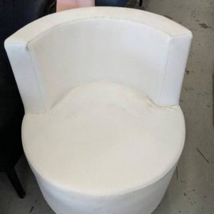 EX HIRE - WHITE PU TUB CHAIR SOLD AS IS