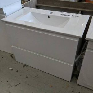 750MM WALL HUNG VANITY WHITE GLOSS WITH 2 DRAWERS