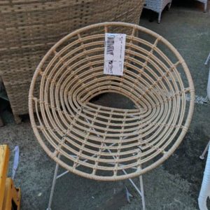 EX HIRE NATURAL WICKER OUTDOOR CHAIR SOLD AS IS