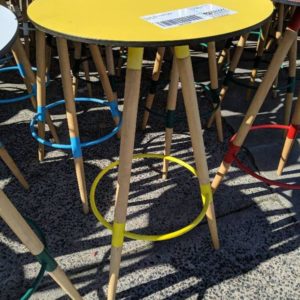 EX HIRE YELLOW BAR TABLE SOLD AS IS
