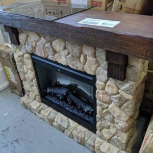 EX DISPLAY FIELD STONE MANTLE WITH ELECTRIC FIRE MODEL SSE-ST9040 & 26 FIREBOX DF2608 RRP$2299 WITH 3 MONTH WARRANTY"