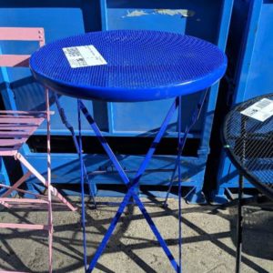 EX HIRE BLUE METAL FOLDING BAR TABLES SOLD AS IS