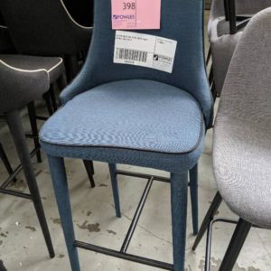 EX HIRE BLUE BAR STOOL WITH BLACK PIPING SOLD AS IS