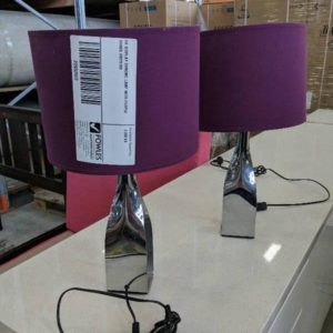 EX DISPLAY CHROME LAMP WITH PURPLE SHADE RRP$199