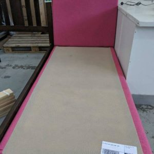 EX DISPLAY PINK FABRIC SINGLE BED