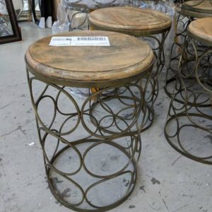 EX-HIRE METAL STOOL WITH TIMBER TOP SOLD AS IS