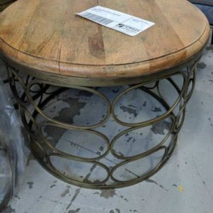 EX-HIRE METAL COFFEE TABLE WITH TIMBER TOP SOLD AS IS
