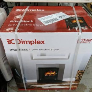 EX DISPLAY DIMPLEX RITZ 2KW PORTABLE ELECTRIC FIRE WITH OPTIFLAME LOG WITH 3 MONTH WARRANTY RRP$299