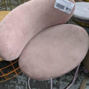 EX HIRE PINK VELVET LOW CHAIR SOLD AS IS