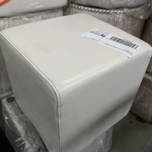 EX HIRE WHITE PU SQUARE OTTOMAN SOLD AS IS