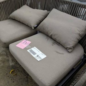 EX HIRE GREY OUTDOOR WOVEN COUCH SOLD AS IS
