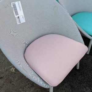 EX HIRE GREY OUTDOOR CHAIR WITH PINK CUSHION SOLD AS IS