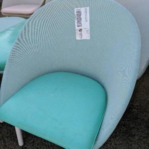 EX HIRE GREEN OUTDOOR CHAIR WITH GREEN CUSHION SOLD AS IS