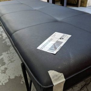 EX HIRE BLACK PU MATERIAL EXTRA LARGE BENCH SEAT WITH METAL LEGS SOLD AS IS