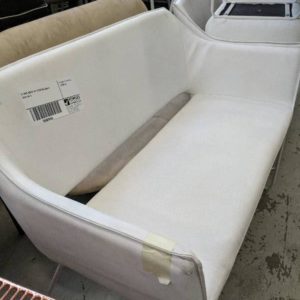 EX HIRE WHITE PU 2 SEATER COUCH SOLD AS IS