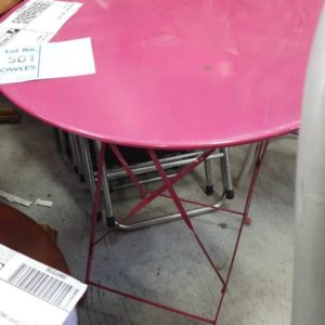 EX HIRE PINK FOLDING TABLE SOLD AS IS