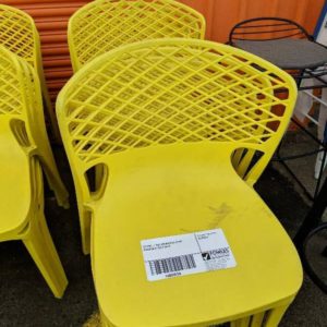 EX HIRE - YELLOW ACRYLIC CHAIR STACKABLE SOLD AS IS