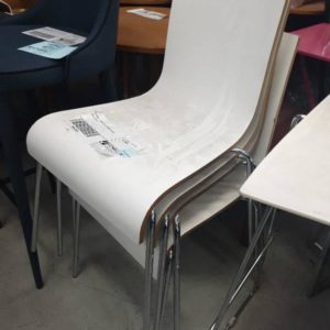 EX HIRE - WHITE PLY DINING CHAIR SOLD AS IS