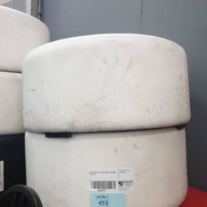 EX HIRE WHITE PU LARGE ROUND OTTOMAN SOLD AS IS