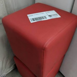 EX HIRE SMALL RED SQUARE PU OTTOMAN SOLD AS IS