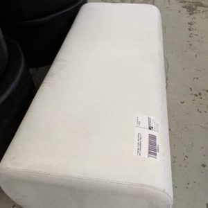 EX HIRE WHITE WIDE LONG OTTOMAN WITH CURVED CORNERS SOLD AS IS
