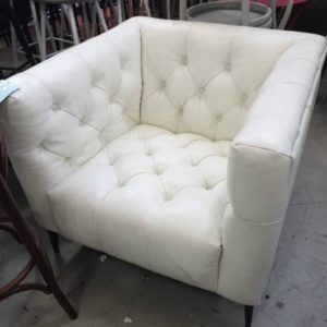 EX-HIRE WHITE BUTTON BACK ARMCHAIR SOLD AS IS