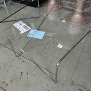 EX HIRE CHROME & GLASS RECTANGLE COFFEE TABLE SOLD AS IS