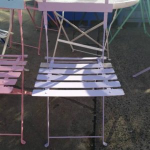 EX HIRE PURPLE METAL FOLDING CHAIR SOLD AS IS
