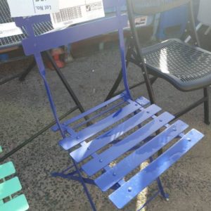 EX HIRE BLUE METAL FOLDING CHAIR SOLD AS IS