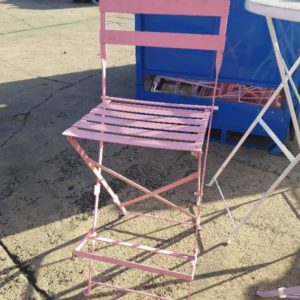 EX HIRE PINK METAL FOLDING BAR STOOL SOLD AS IS