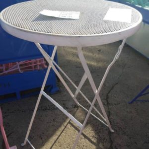 EX HIRE WHITE METAL FOLDING BAR TABLE SOLD AS IS