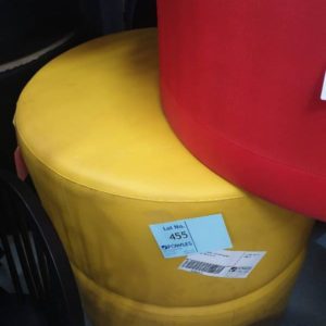 EX HIRE - LARGE YELLOW ROUND OTTOMAN SOLD AS IS