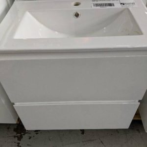 600MM WALL HUNG VANITY WITH FINGER PULL 2 DRAWERS WITH WHITE CERAMIC VANITY TOP SFW2-600