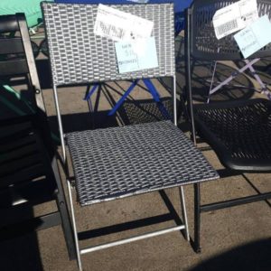 EX HIRE SILVER RATTAN FOLDING CHAIR SOLD AS IS